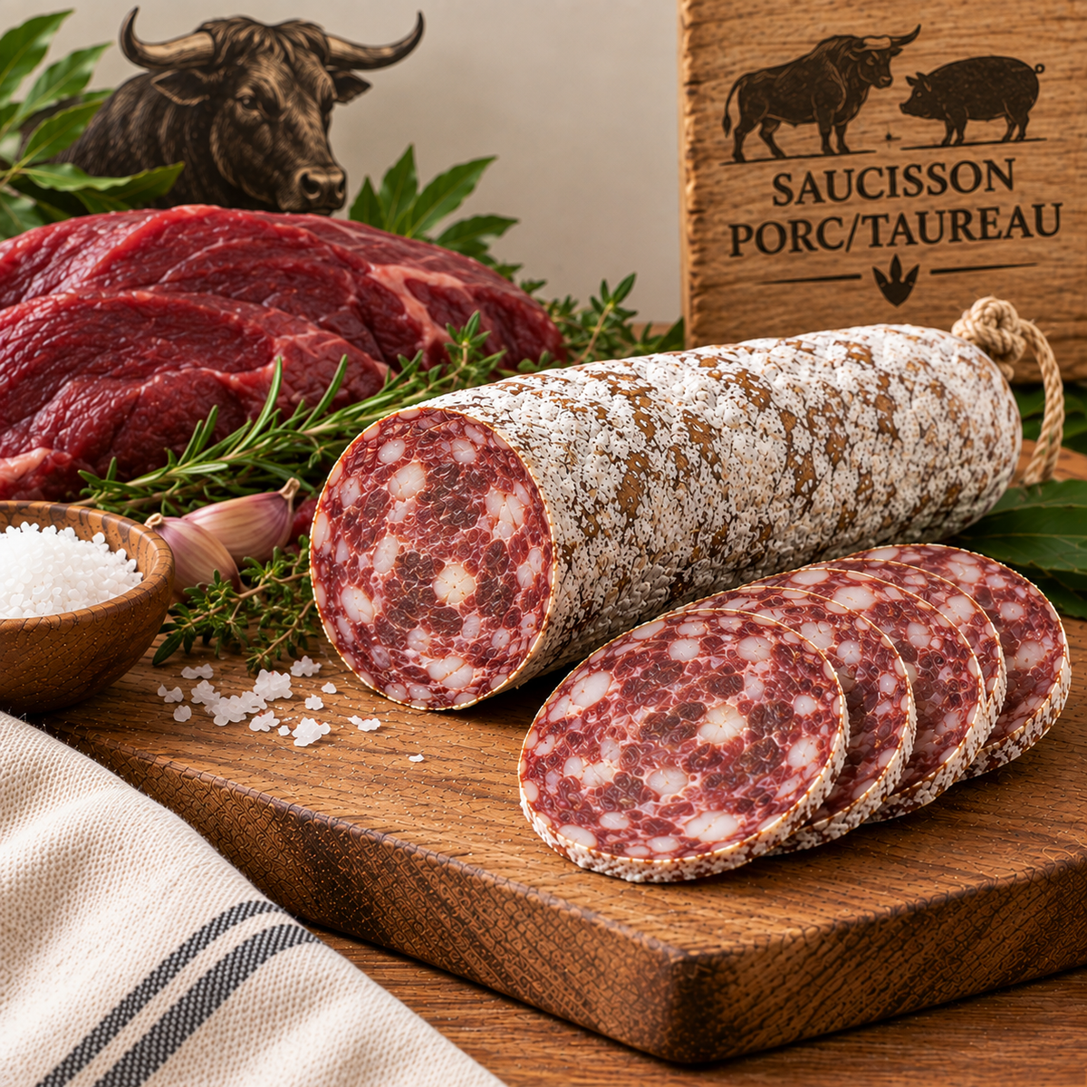 saucisson porc et taureau